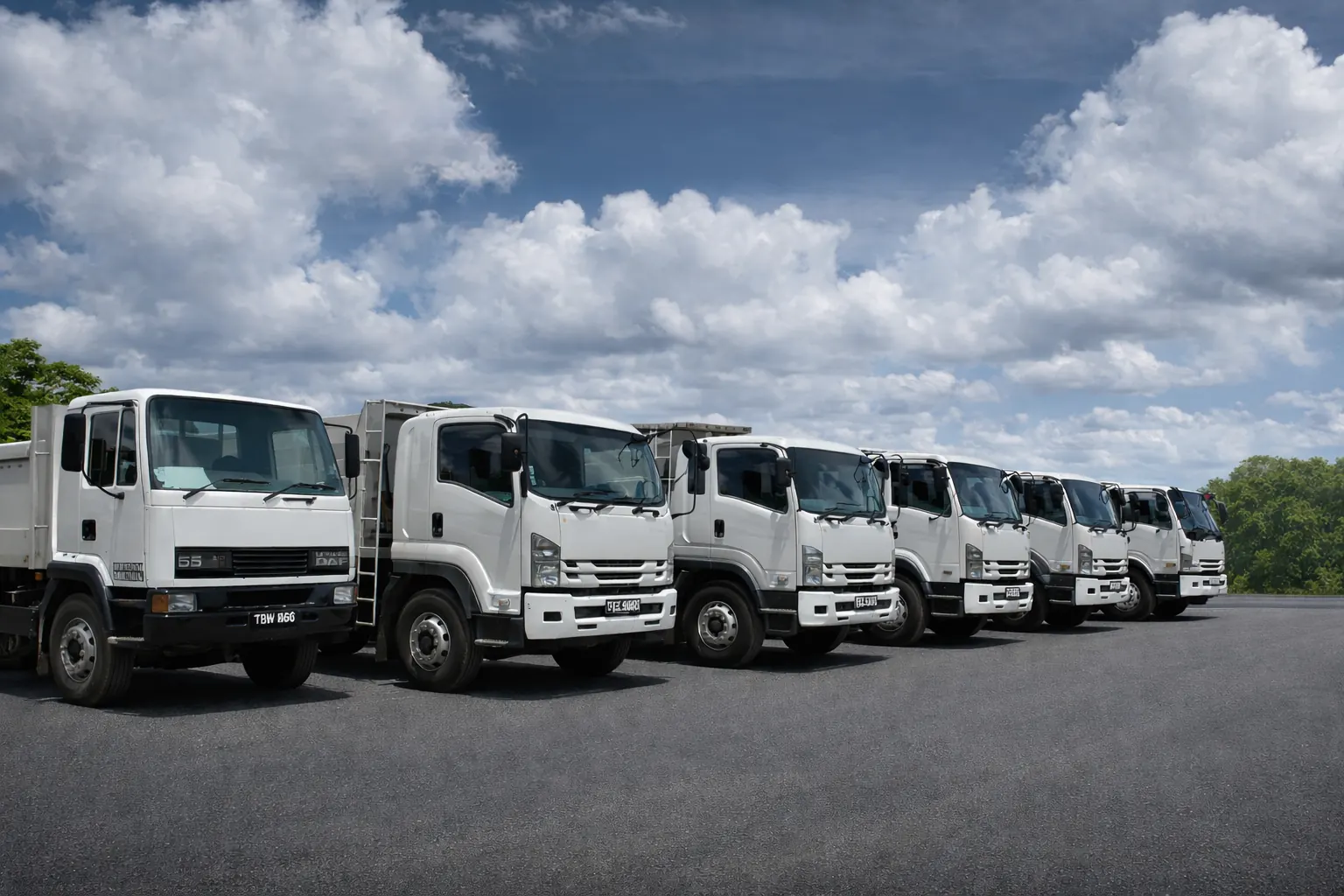 AMCOL haulage fleet parked for transport operations